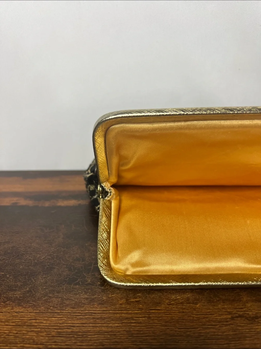 Vintage Black and Gold Scroll-Pattern Frame Clutch